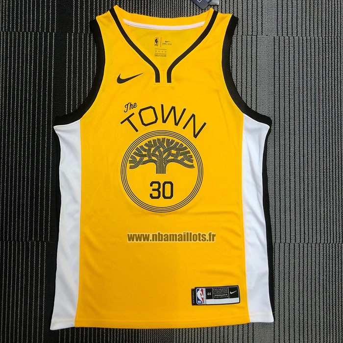 Maillot Golden State Warriors Stephen Curry NO 30 Earned Jaune